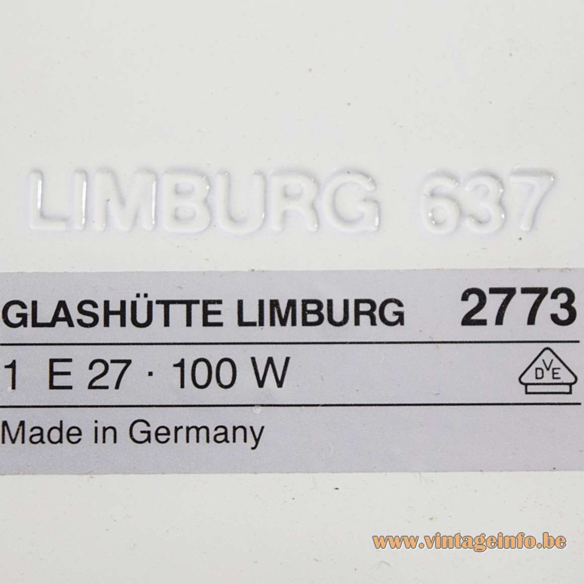 Glashütte Limburg Flush Mount 2773 round white opal crenate glass brass center piece Germany 1970s MCM