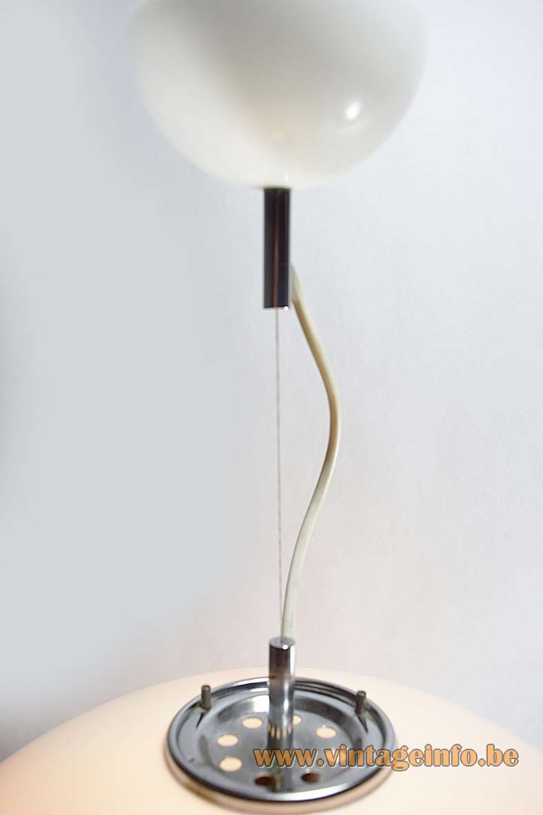 Harvey Guzzini Bud pendant lamp big globe white acrylic Perspex chrome ring 1960s 1970s vintage light
