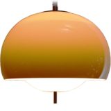 Harvey Guzzini Burgos pendant lamp brown acrylic globe lampshade white Perspex diffuser 1960s 1970s Italy iGuzzini