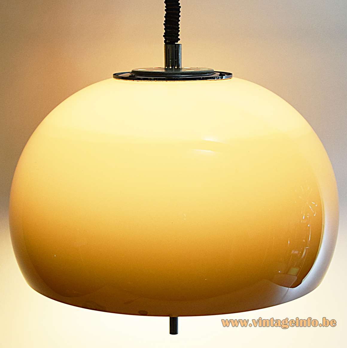 Harvey Guzzini Burgos pendant lamp brown acrylic globe lampshade white Perspex diffuser 1960s 1970s Italy iGuzzini