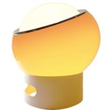 Harvey Guzzini Clan floor lamp brown acrylic Perspex globe chrome ring plastic base 1960s 1970s vintage