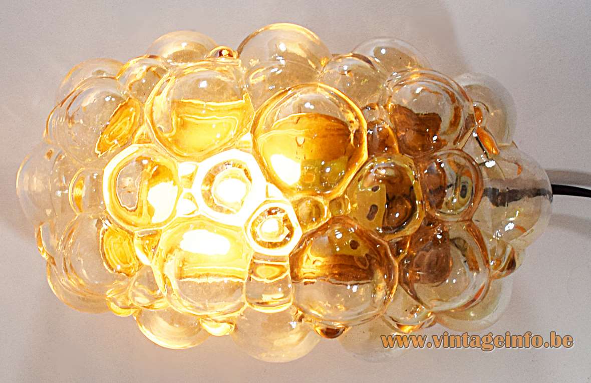 Helena Tynell bubble glass wall lamp oval amber lampshade metal base Glashütte Limburg 1960s 1970s Germany
