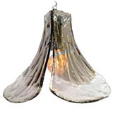 Kalmar smoked glass pendant lamp 3 big Murano leaves petals design: Carlo Nason 1960s 1970s vintage