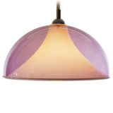 Acrylic rise & fall pendant lamp clear purple half round mushroom lampshade white Perspex diffuser 1960s 1970s