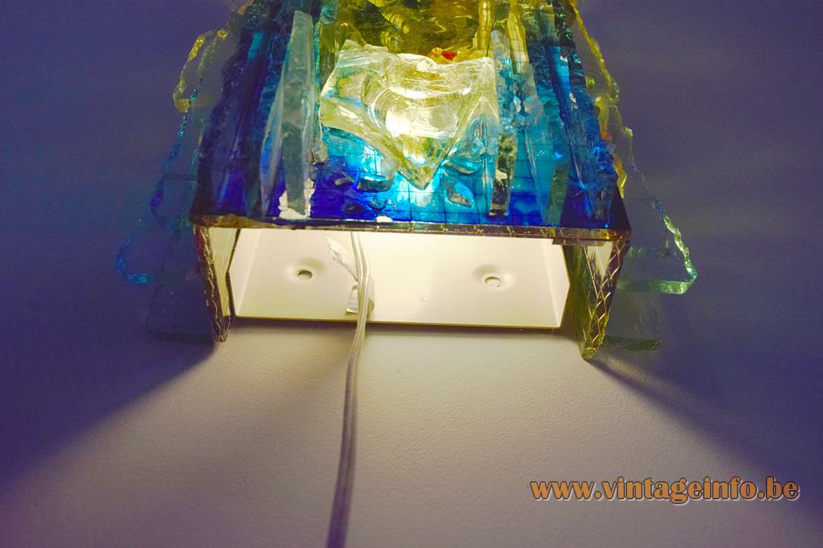 Raak Chartres blue-green glass wall lamp broken parts blocks design: Willem van Oyen 1960s 1970s