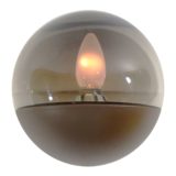 Smoked glass wall lamp half round glass globe lampshade brown plastic base HP Leuchten Germany 1970s