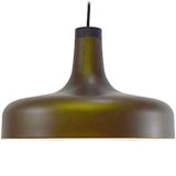 Staff aluminium pendant lamp 5407 brown-green metallic lampshade black plastic top 1970s Staff Leuchten Germany