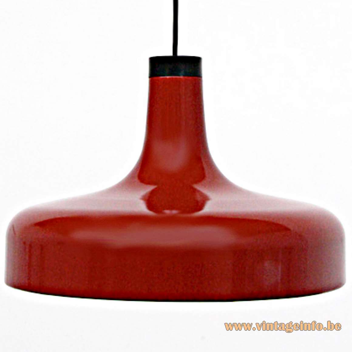 Staff Aluminium Pendant Lamp 5407 dark red 1970s mushroom black plastic top MCM