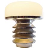 Star-Leuchten table lamp stacked chrome rings white opal glass lampshade 1960s 1970s Germany vintage