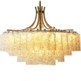 DORIA glass tubes chandelier with 60 swirled gold flake glass tubes hanging on a brass frame