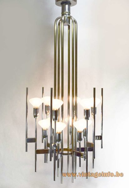 Gaetano Sciolari Chromed Tubes Chandelier 1