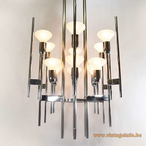 Gaetano Sciolari Chromed Tubes Chandelier 2