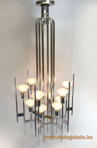Gaetano Sciolari Chromed Tubes Chandelier 3