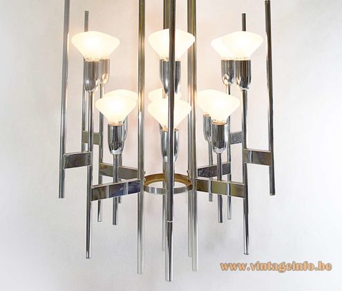 Gaetano Sciolari Chromed Tubes Chandelier 8