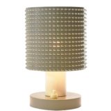 Hala Fiesta table lamp round grey metal base tubular perforated grid lampshade E14 socket 1950s 1960s