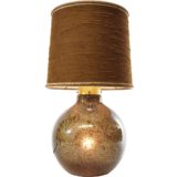Peill+Putzler bubble glass table lamp brown globe bottle base round conical fabric lampshade 1970s Germany