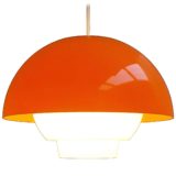 Bent Karlby Ergo pendant lamp orange acrylic plastic lampshade white diffuser ASK Belysninger Denmark 1970s