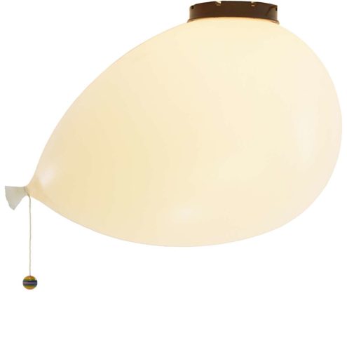 Bilumen Ballon ceiling lamp design: Yves Christin flush mount & wall lamp white plastic balloon lampshade 1980s