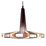 Coronell Elektro pendant lamp design: Werner Schou UFO sputnik lampshade copper black metal & glass 1960s Denmark