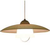 ERCO rise & fall pendant lamp round holes plastic perforated lampshade handle below 1950s 1960s Germany