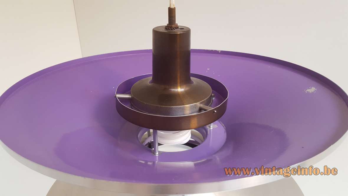 Lakro Yo-Yo pendant lamp aluminium conical purple discs lampshade design: Carl Thore 1960s 1970s E27 socket