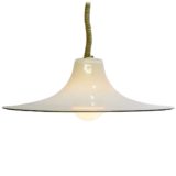 Leucos Cinea pendant lamp design: Giusto Toso white & clear Murano glas witch hat lampshade 1970s Italy