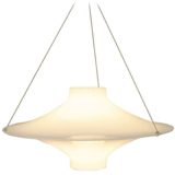 Yki Nummi Lokki pendant lamp 1960 design round white acrylic UFO lampshade Sanka Oy Finland