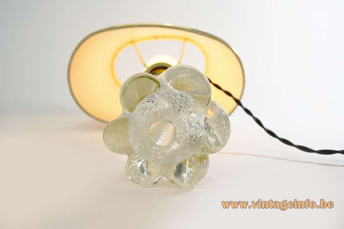 Twisted Murano bubble glass table lamp clear glass base fabric lampshade Barovier & Toso 1950s 1960s Italy