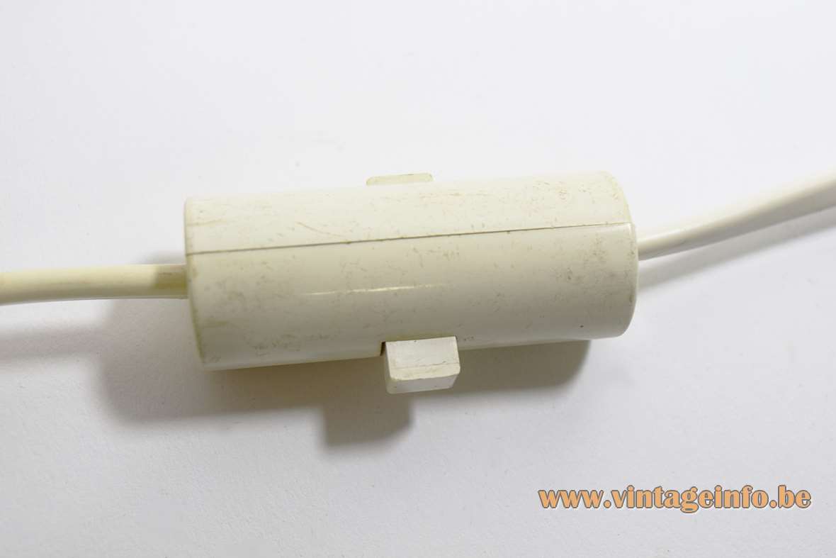Nylon string bedside lamp round white elongated plastic switch 1960s Philips The Netherlands