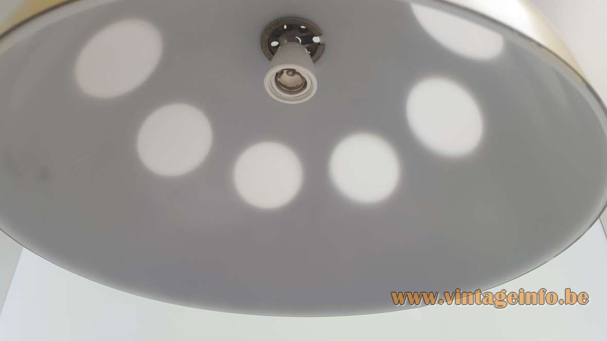 Raak mushroom pendant lamp B-1057 inside view white acrylic diffuser round holes socket 1950s 1960s 1970s