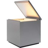 Cuboluce table lamp design: Studio OPI grey plastic cube E14 lamp socket Cini & Nils 1970s Italy