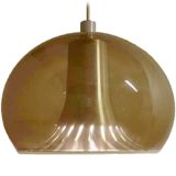 Dijkstra smoked acrylic pendant lamp brown Perspex globe lampshade perforated conical aluminium diffuser 1970s E27 socket