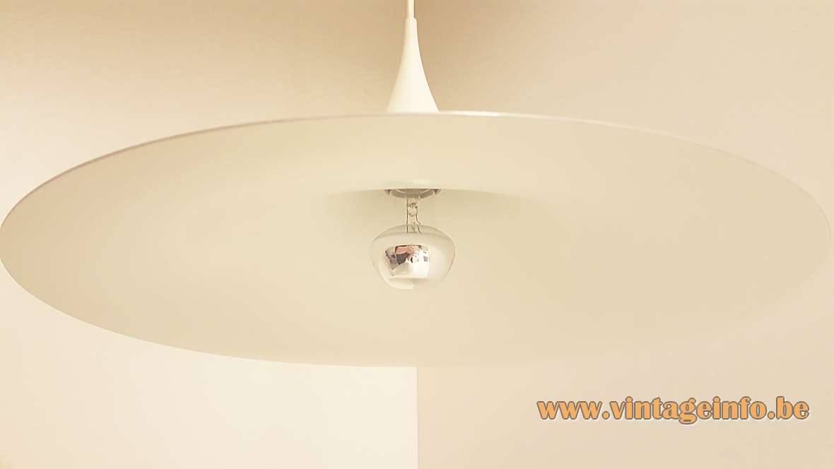 Fog & Mørup Semi pendant lamp made as a white witch hat dish E27 socket 1960s 1970s