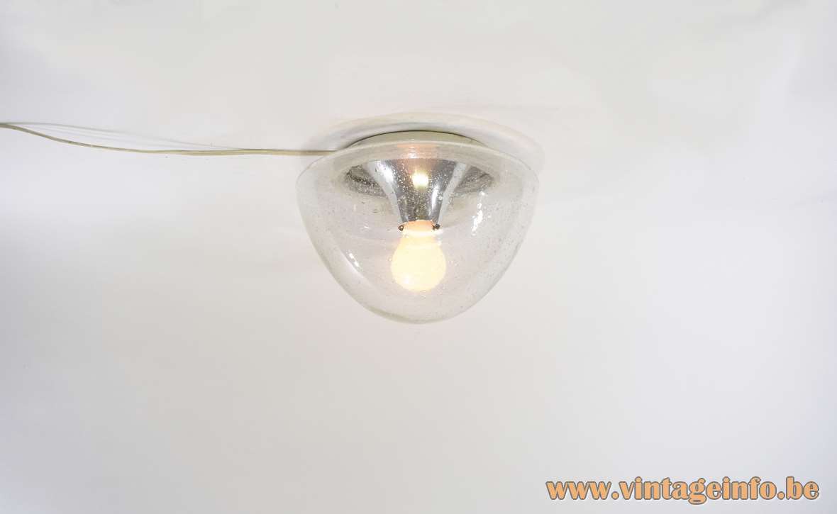Hoffmeister bubble glass flush mount wall lamp half round globe lampshade HoSo 1960s 1970s Germany