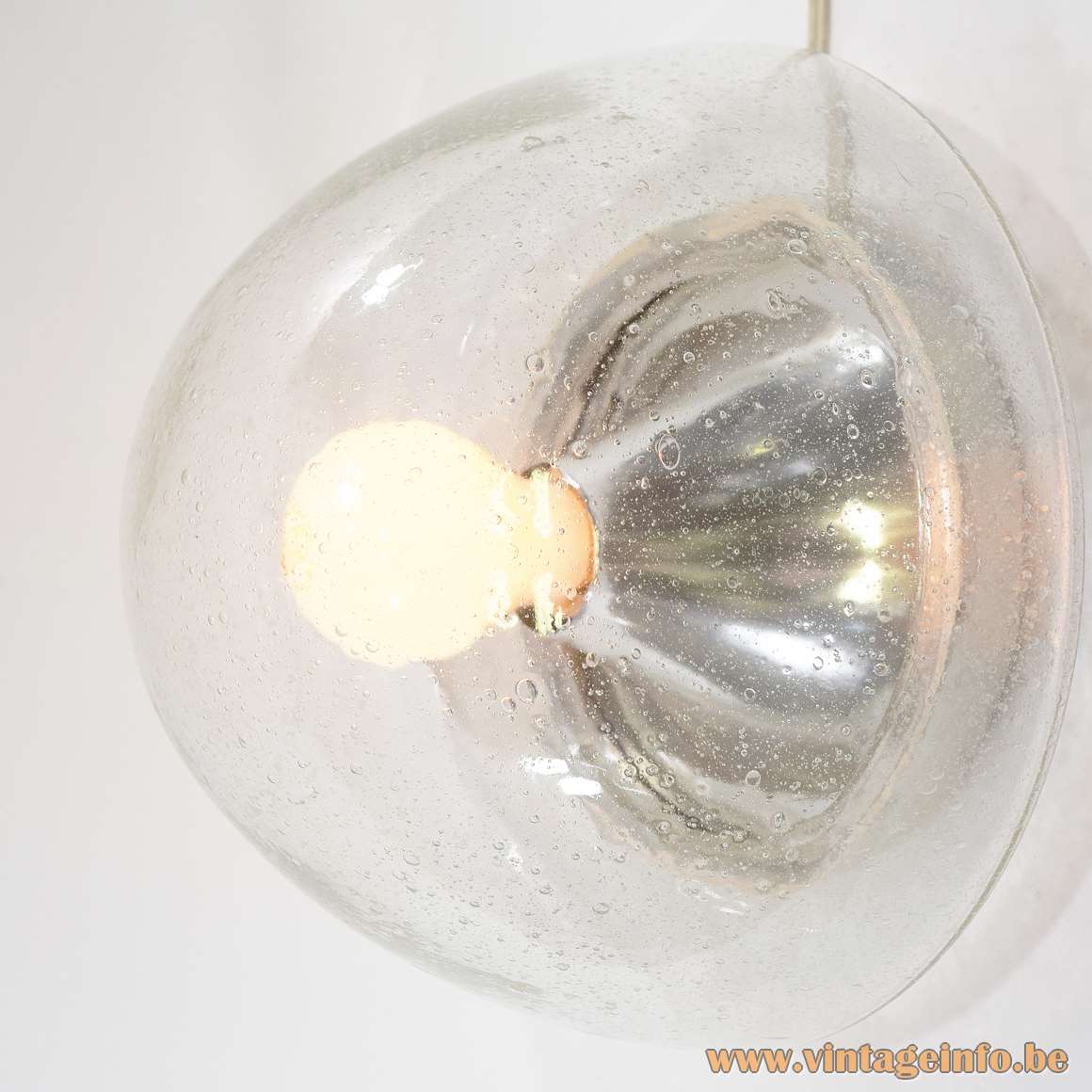 Hoffmeister bubble glass flush mount wall lamp half round globe lampshade HoSo 1960s 1970s Germany