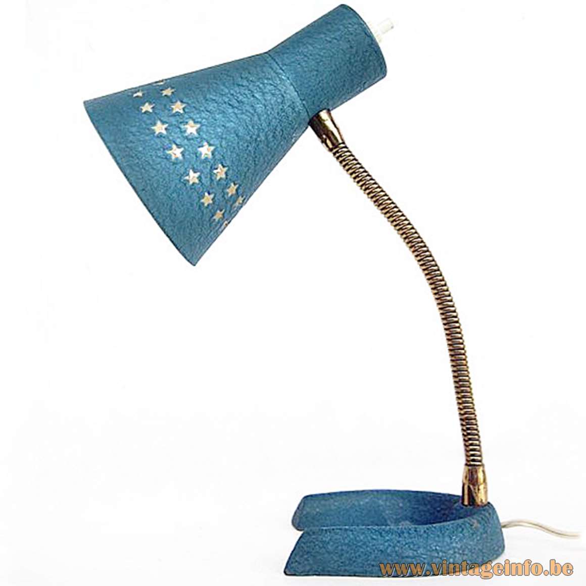 Horseshoe Perforated Stars Desk Lamp - Blue hammered metallic paint