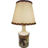 Jette Hellerøe table lamp brown & white ceramics base round conical lampshade AXELLA Design Denmark 1970s