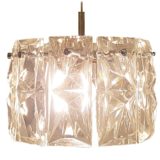 Kinkeldey crystal pendant lamp metal frame clear cut faceted glass lampshade 1960s 1970s Germany E27 socket