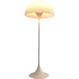 Verner Panton Panthella floor lamp white acrylic Perspex mushroom lampshade metal base Louis Poulsen 1970s design