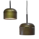Staff pendant lamp 5517 design: Arnold Berges round brown hexagonal perforated plastic lampshade metal reflector 1970s