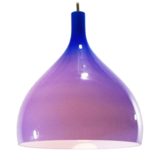 Venini blue pendant lamp design: Massimo Vignelli purple Murano glass lampshade white inside 1950s 1960s Italy
