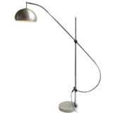 1960s articulating arc floor lamp round marble base chrome rods aluminium lampshade 1960s 1970s Boulanger Belgium