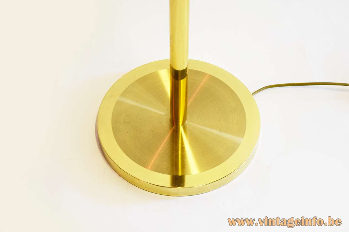 Boulanger brass floor lamp round base brushed brass part long rod 1970s 1980s Belgium