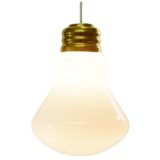 Bulb pendant lamp white opal glass globe lampshade brass screw-thread design 1960s 1970s E27 socket