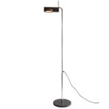 Artemide Camera Terra floor lamp design: Ernesto Gismondi black wrinkle paint lampshade chrome rod adjustable 1980s