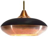 1960s copper wrinkle paint pendant lamp UFO lampshade perforated cone Herda The Netherlands E27 socket 1950s