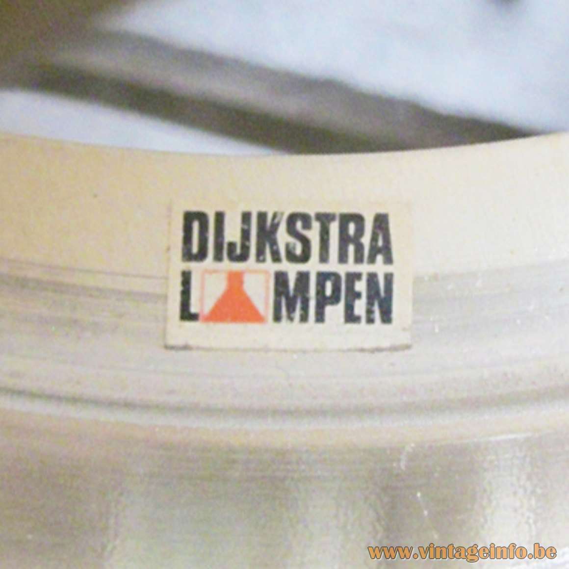 Dijkstra aluminium pendant lamp white paper Dijkstra lampen label 1970s The Netherlands