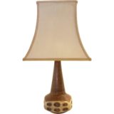 Marianne Starck table lamp square brown ceramics base white fabric pagoda lampshade Michael Andersen Denmark 1960s