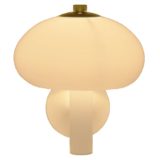 Acrylic mushroom wall lamp white metal tube plastic Perspex lampshade chrome nut Massive Belgium 1970s 1980s