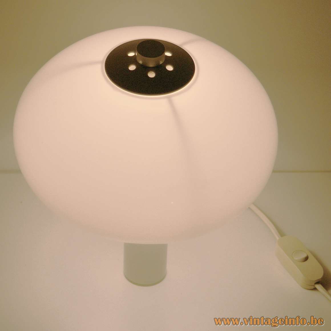Acrylic Mushroom Wall Lamp white plastic and metal produced by MAssive, Belgium 1970s 1980s MCM